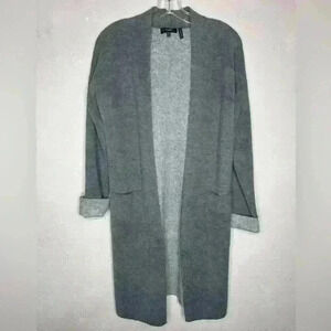 Theory Armelle Cardigan Sweater Gray Wool Long Minimal
